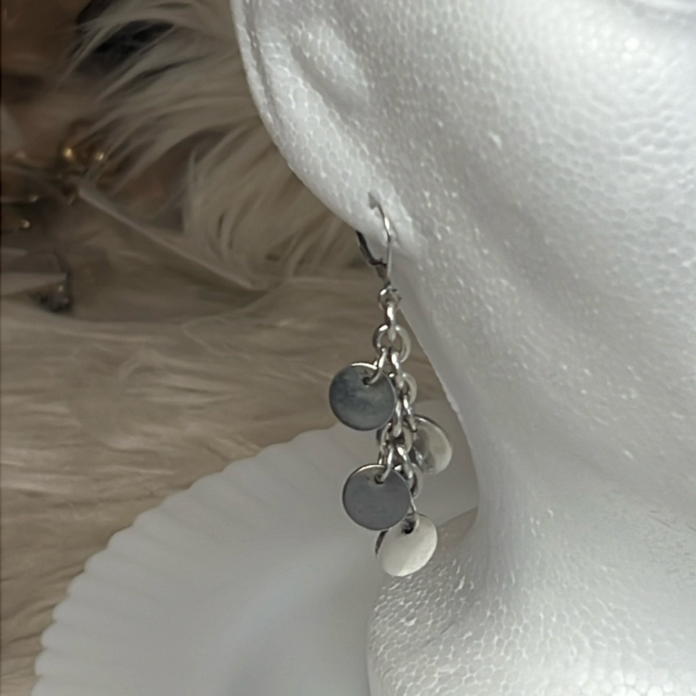 Vintage Sterling Silver Dangle Disk Earrings